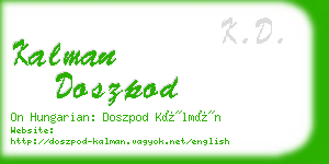 kalman doszpod business card